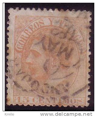 Edifil 210 Alfonso XII 15 Cts Naranja 1882 Usado Trébol De Andújar (Jaén) - Used Stamps