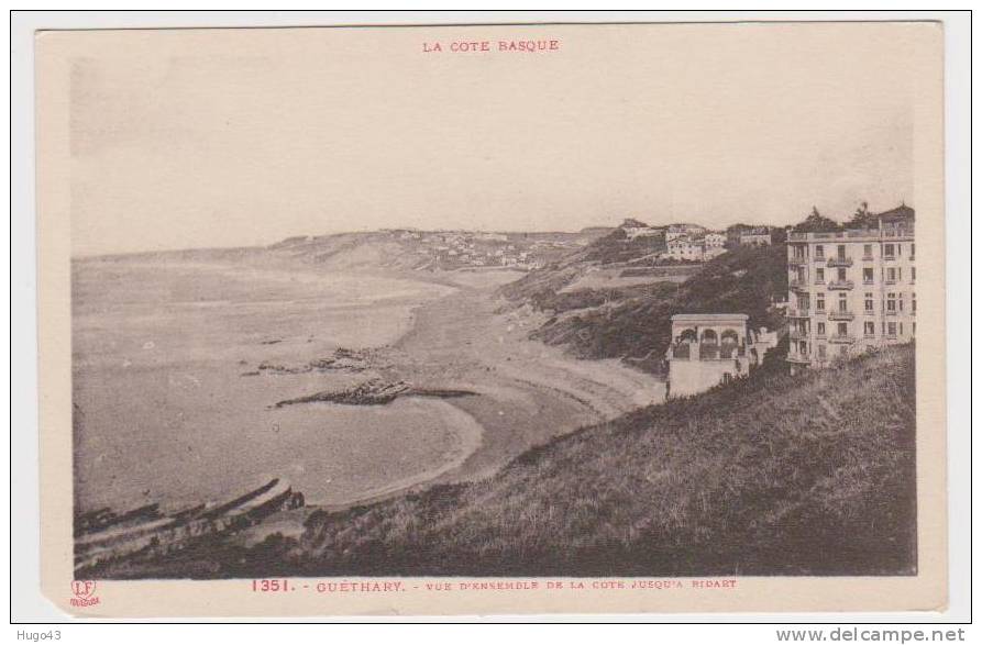 GUETHARY - VUE D'ENSEMBLE DE LA COTE JUSQU'A BIDART -COIN INFERIEUR GAUCHE MANQUE - Guethary