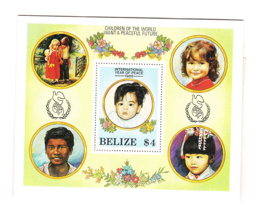 Belize 1986 Int´l Peace Year Children S/S MNH - Belize (1973-...)
