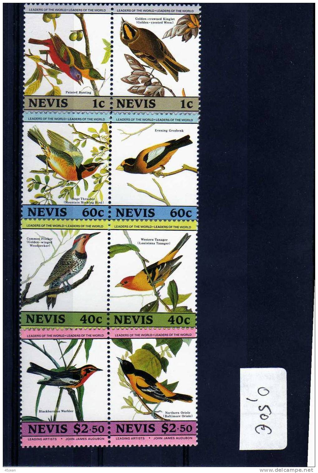 Nevis: 1985 Très Belle Série Oiseau En Paires N** Pour Les 200 Ans De J.J Audubon - Collections, Lots & Series