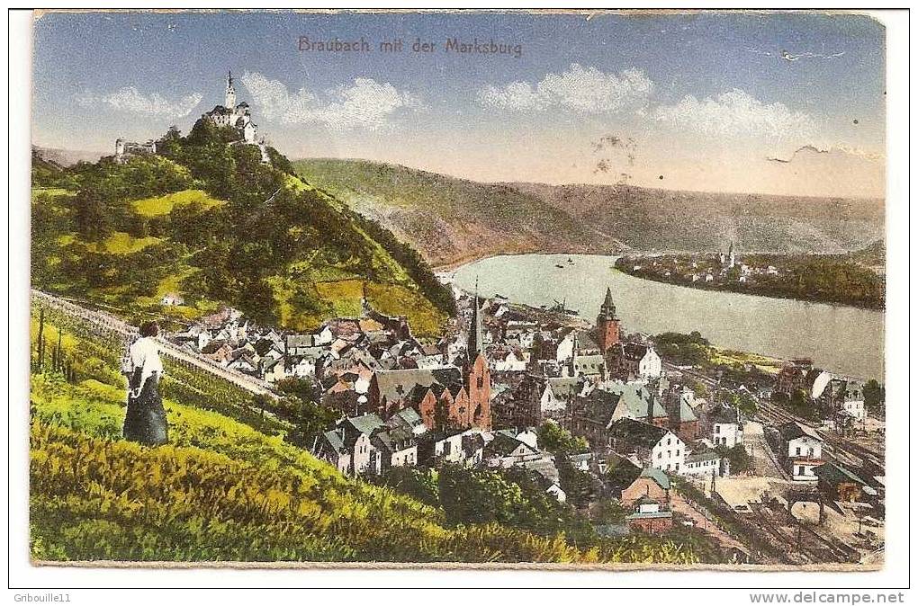 BRAUBACH  -   ** ANSICHT Auf DIE STADT Und MARKSBURG **  -   VERLAG :  STENGEL & CO Aus Dresden    Nr 46772 - Braubach