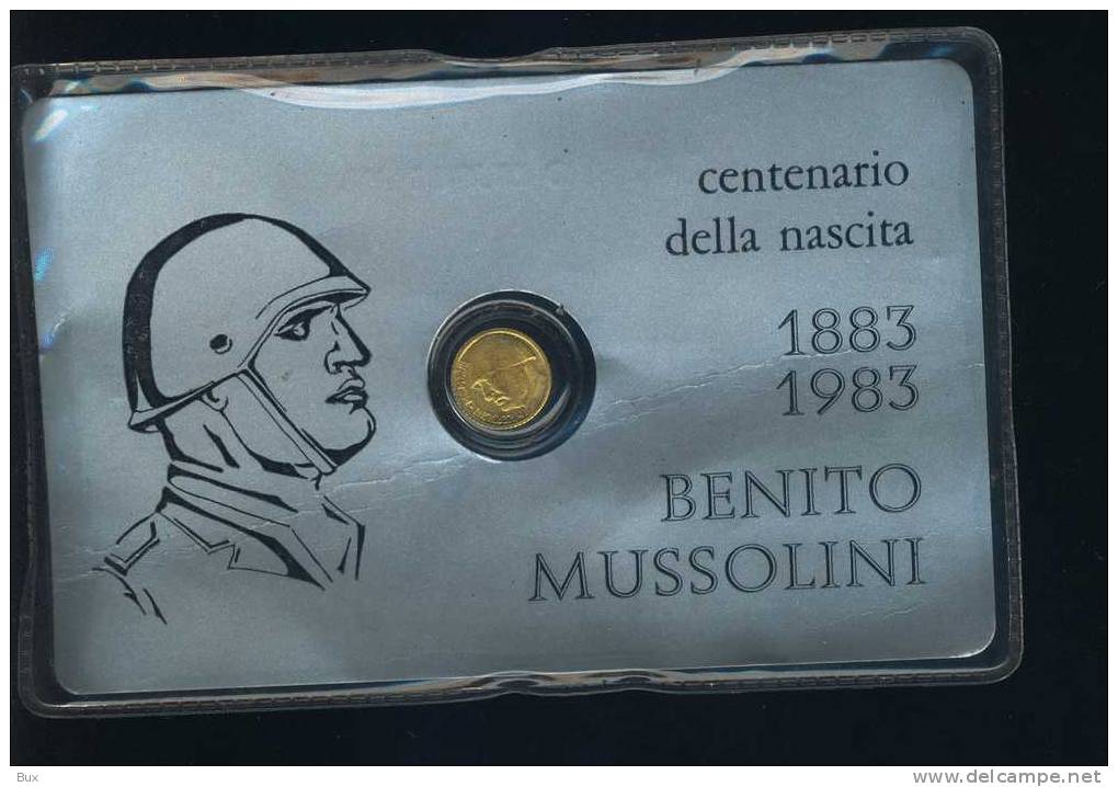 BENITO MUSSOLINI CENTENARIO DELLA NASCITA MEDAGLIA IN FOLDER ANNO 1983  CARTE 72 FASCISMO FASCIO - Italy
