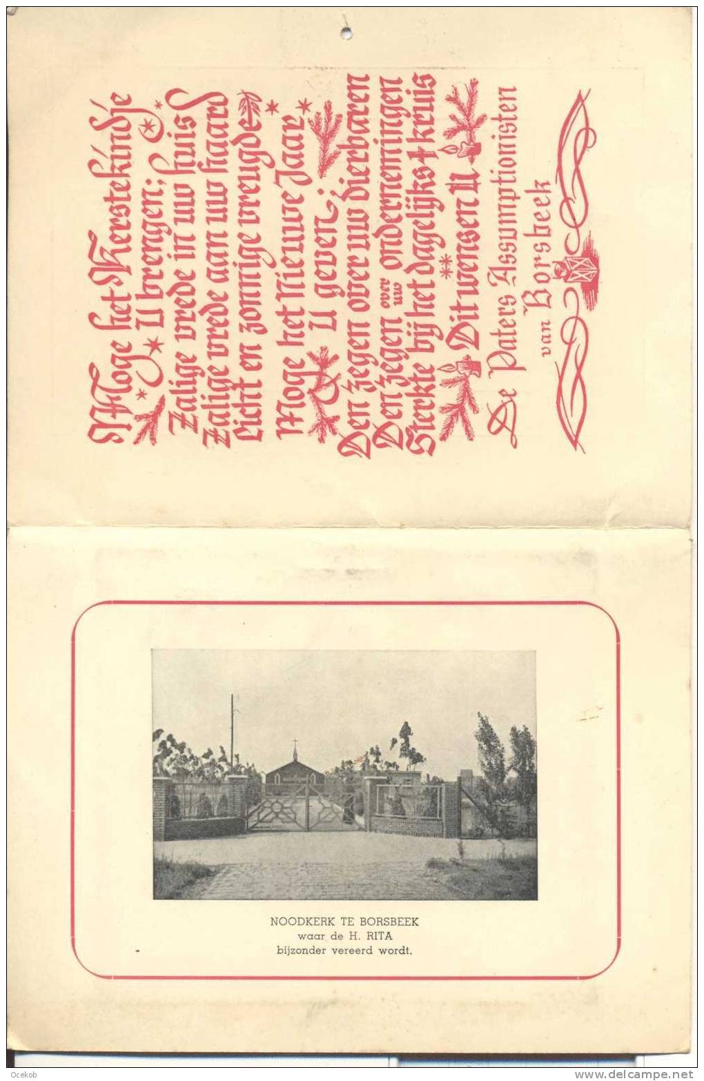 Kalender Borsbeek St Rita 1954 - Foto Noodkerk (zie Scan ) - Autres & Non Classés