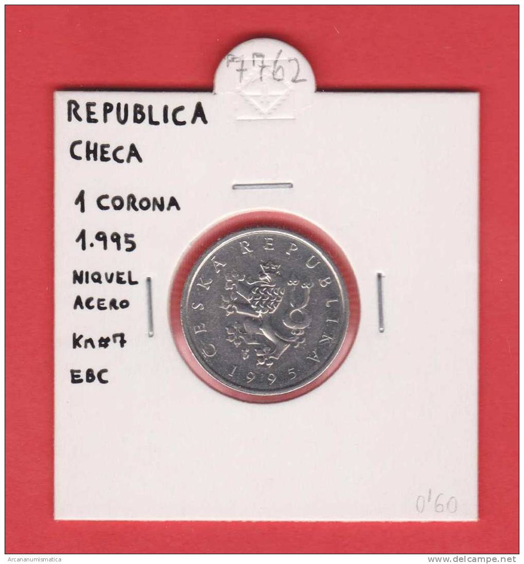 REPUBLICA  CHECA  1 CORONA   1.995    NIQUEL-ACERO    KM#7  EBC/XF     DL-7762 - Czech Republic