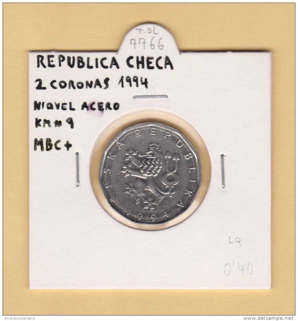 REPUBLICA  CHECA  2   CORONAS   1.994    NIQUEL-ACERO    KM#9  MBC+/VF+     DL-7766 - Repubblica Ceca