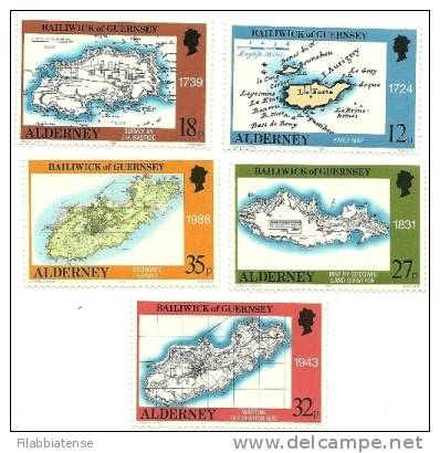 1989 - Alderney 37/41 Carte Geografiche    ------ - Alderney