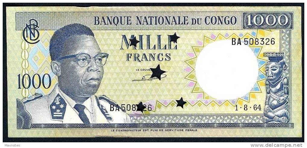 CONGO DEM. REP.  : 1000  Francs  - P8  - 1964 - XF - Unclassified