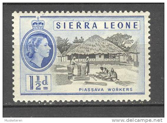 Sierra Leone 1956 SG. 212  1½d. Queen Elizabeth II & Piassava Workers MH - Sierra Leona (...-1960)