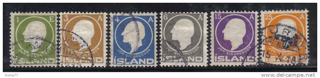 SS2793 - ISLANDA 1911,  Serie Unificato N. 62/67 . Usata - Used Stamps