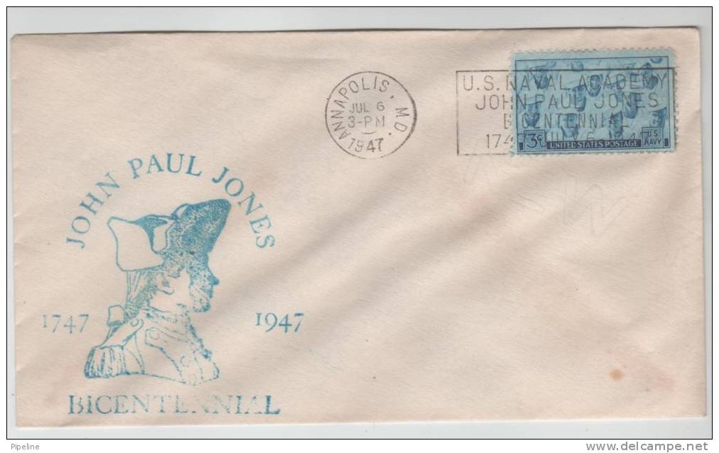 USA Cover Annapolis MD. 6-7-1947 JOHN PAUL JONES BICENTENNIAL - Brieven En Documenten