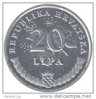 CROATIA:  20 Lipa 2007  XF/AU  * HIGH CONDITION COIN* - Kroatië