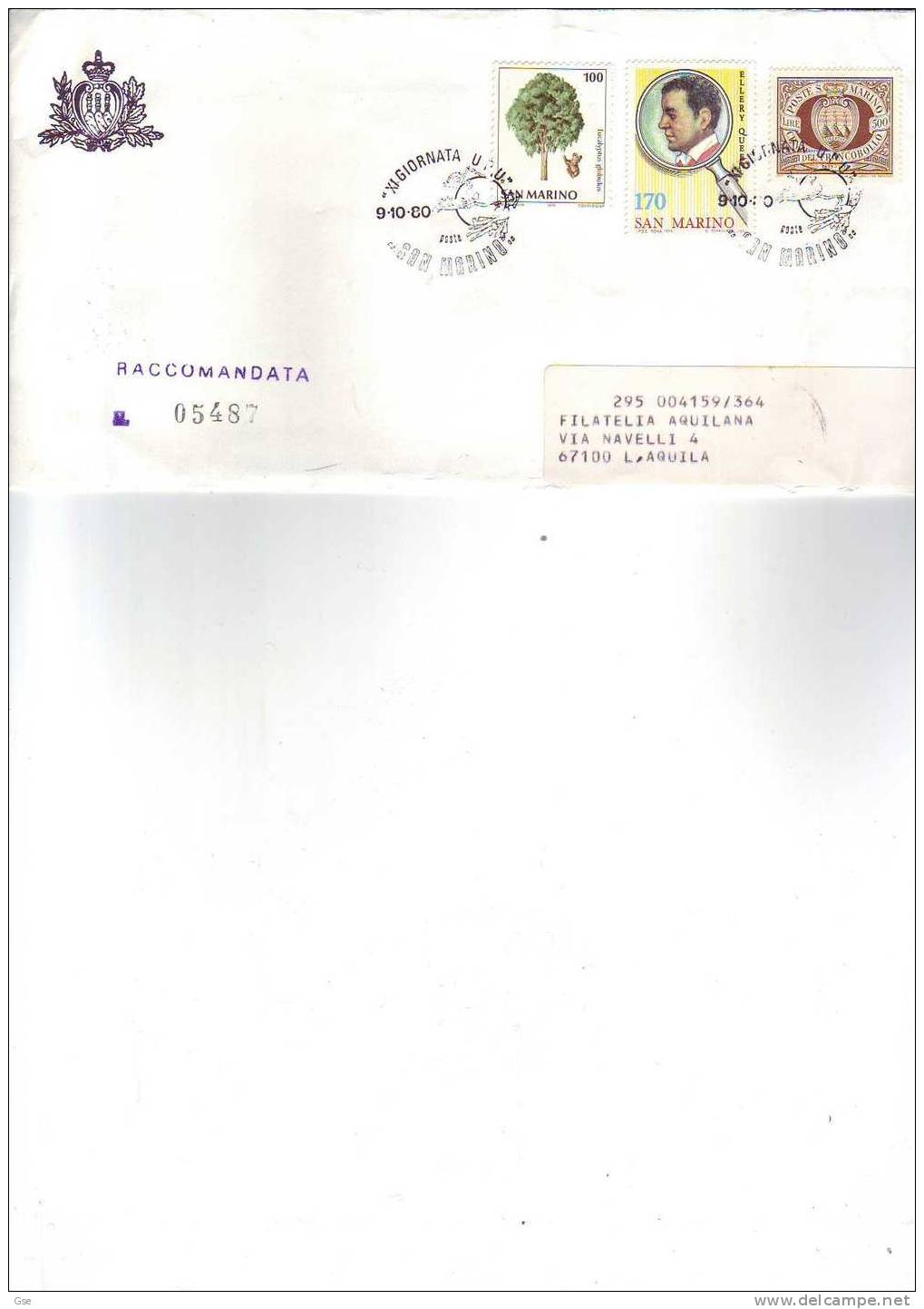 SAN MARINO 1980 - Raccomandata Con Annullo Speciale Illustrato - UPU - Lettres & Documents