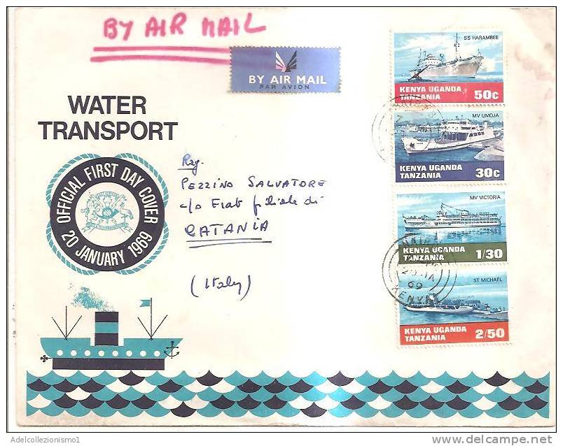 42924)lettera F.d.c.  Water Trasport Aerea Con 4 Valori + Annullo - Kenya (1963-...)
