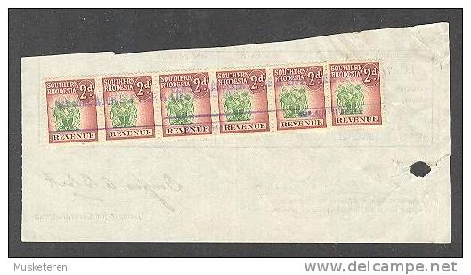 Southern Rhodesia Salisbury 4th Of July 1966 REVENUE 6-Stripe On Policy Document (2 Scans) - Southern Rhodesia (...-1964)