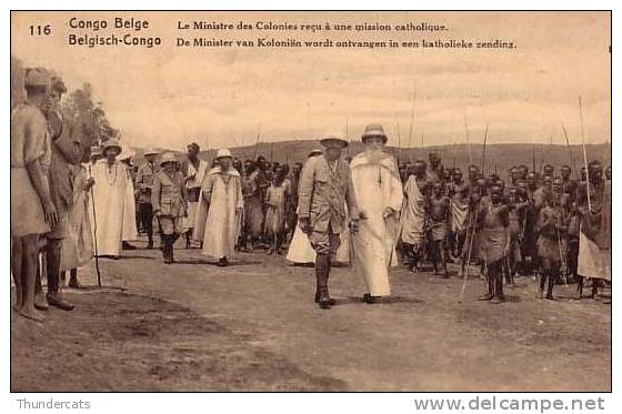 CONGO BELGE * BELGISCH CONGO * CONGO BELGIUM * 15 CENTIMES * NO 116 LE MINISTRE DES COLONIES RECU A UNE MISSION ... - Entiers Postaux