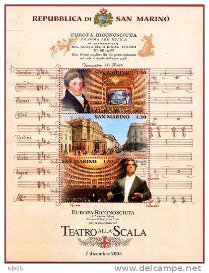 REPUBBLICA DI SAN MARINO - ANNO 2004 - BF TEATRO ALLA SCALA DI MILANO ** MNH - Neufs