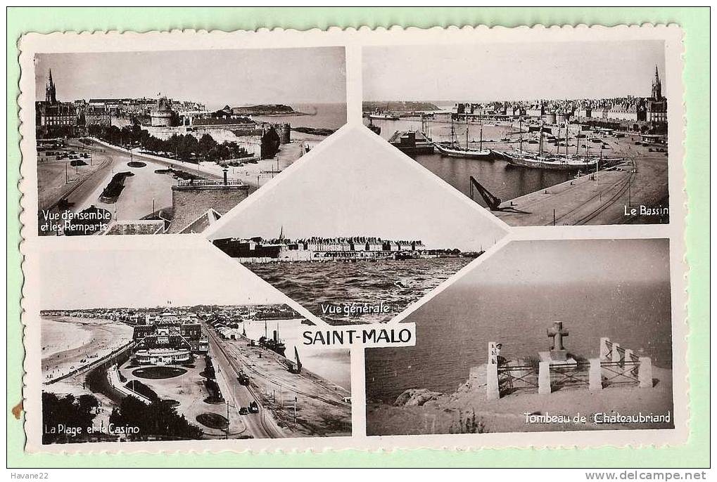 M814 35  SAINT MALO MULTI VUES  1954 2 SCANS - Saint Malo