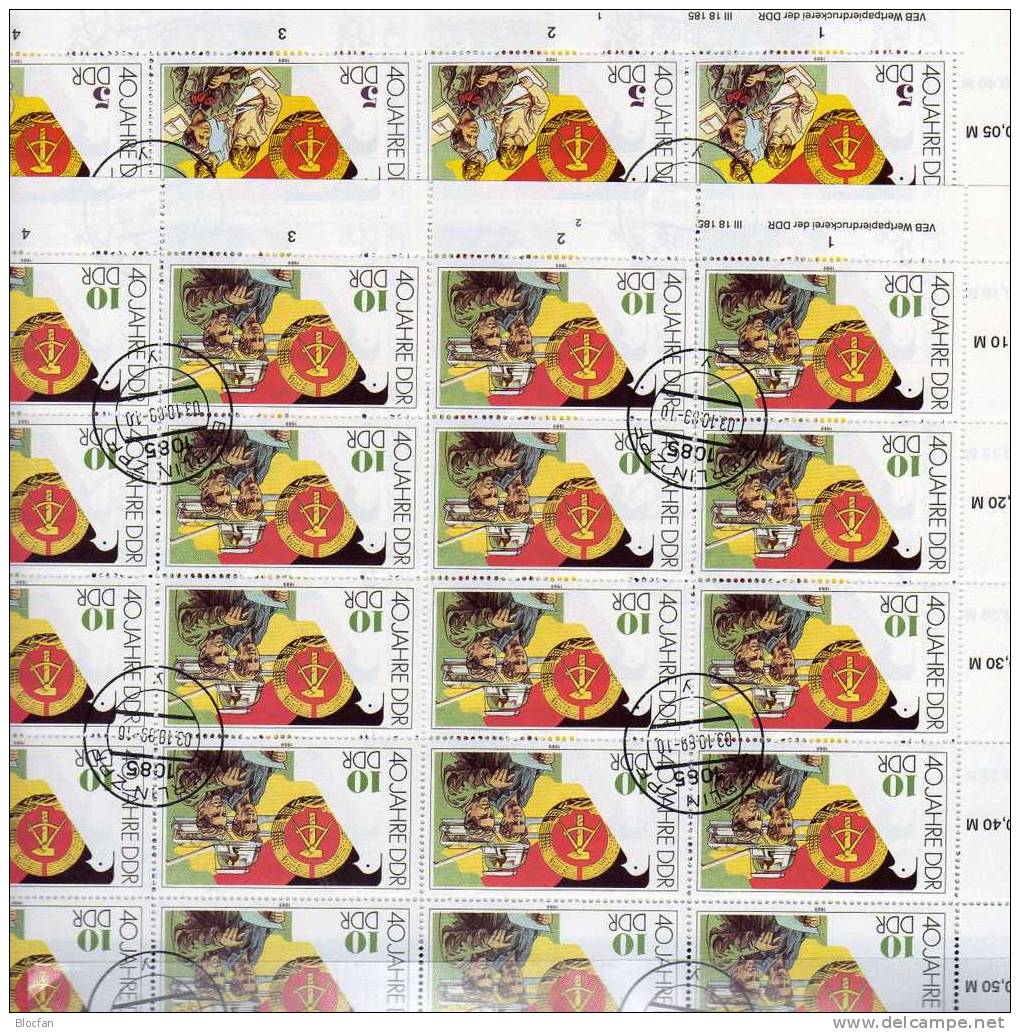 40 Jahre DDR 1989 Block 100,3283,3279/2 Plus 4xKleinbogen SST 56€ Berufe Und Taube Bloque Blocs Flag Sheetlet Bf Germany - 1st Day – FDC (sheets)