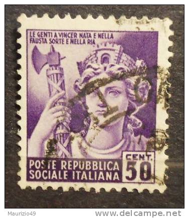 1944-45 Nr 507 REPUBBLICA SOCIALE ITALIANA Monumenti Distrutti 50 Cent. - Gebraucht
