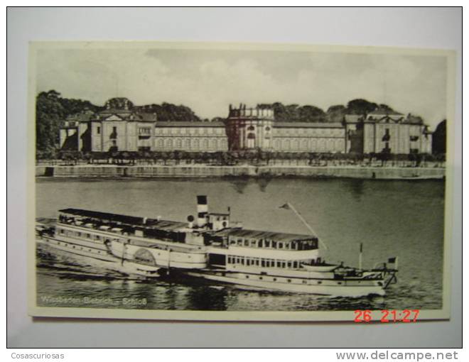 2934  WIESBADEN BIEBRICHGERMANY  POSTCARD YEARS  1950  OTHERS IN MY STORE - Houseboats