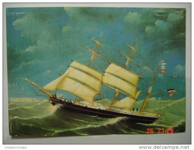 2938 SHIP  BARCO BARK ACHILLES GERMANY  POSTCARD YEARS  1960  OTHERS IN MY STORE - Houseboats
