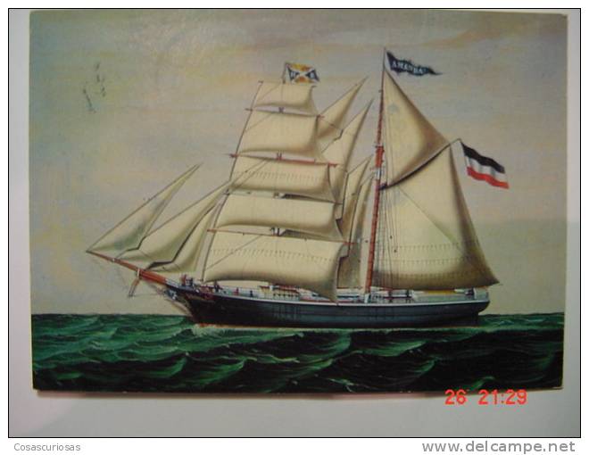 2952 AMANDA SHIP BARCO BARK     GERMANY  POSTCARD YEARS  1970  OTHERS IN MY STORE - Embarcaciones