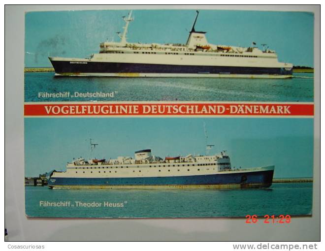 2950  VOGELFLUGLINIE GERMANY- DANEMARK SHIP BARCO BARK     GERMANY  POSTCARD YEARS  1970  OTHERS IN MY STORE - Péniches