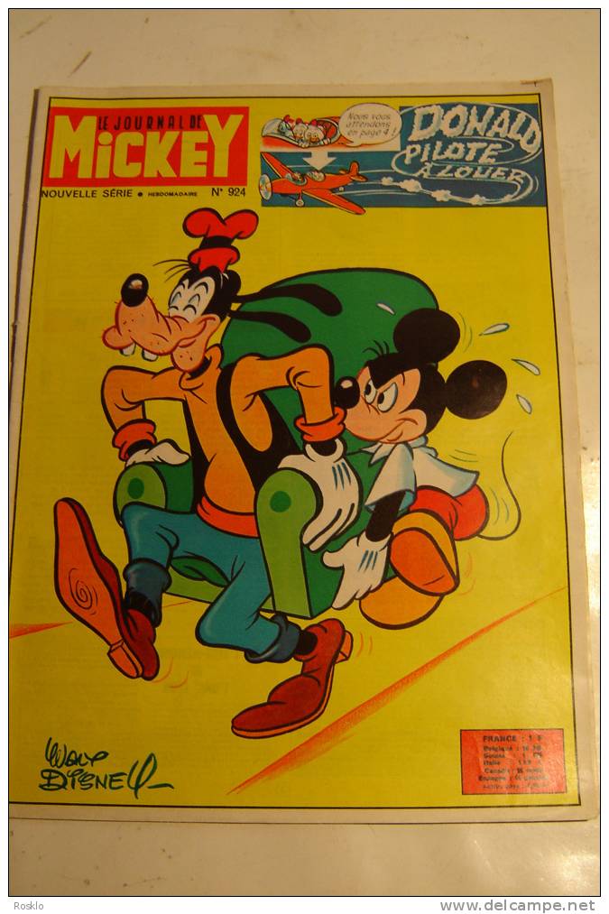 BD / JOURNAL DE MICKEY N°924  DE 1970 / 32 PAGES  /  TRES BEL ETAT - Journal De Mickey