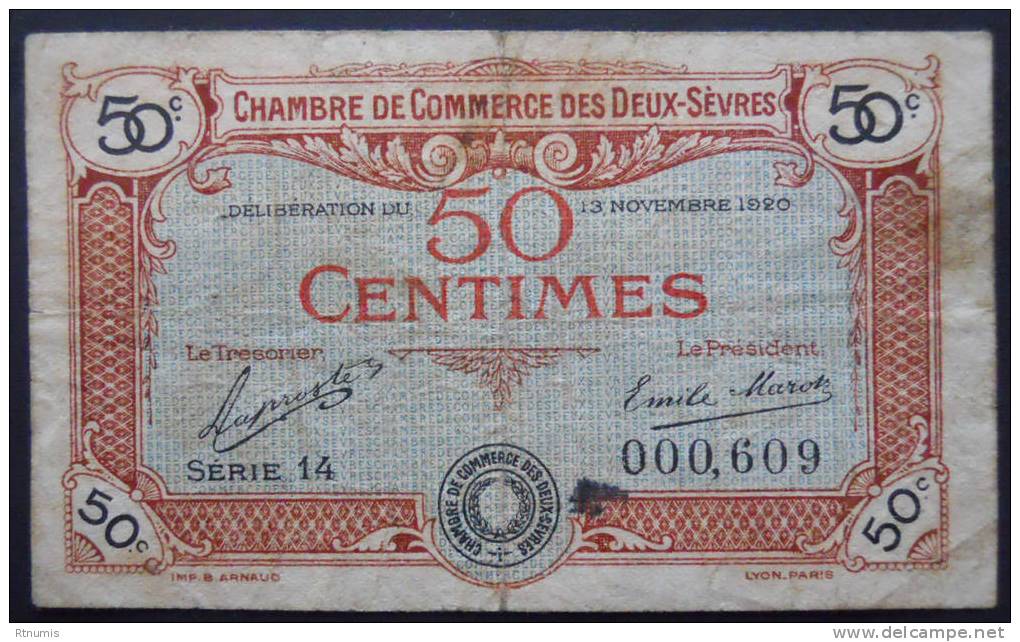 Deux-Sèvres Niort 50 Centimes Pirot 10 - Chambre De Commerce