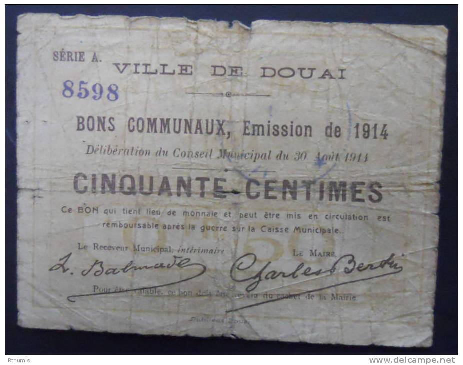 Douai 50 Centimes Pirot 59-695 - Bons & Nécessité