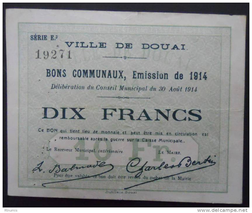 Douai 10 Francs Pirot 59-699 - Bons & Nécessité
