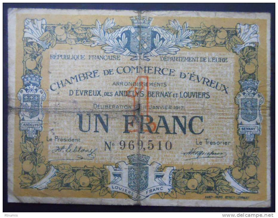Evreux 1 Franc Pirot 11 - Chambre De Commerce