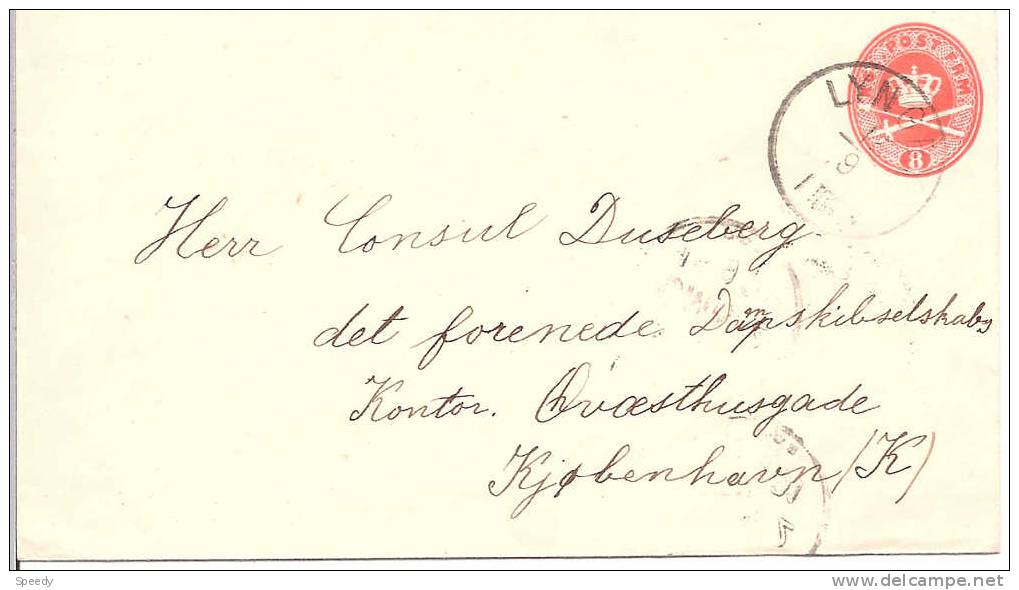 DENMARK  ENTIER / GANZSACHE (Michel U 8a) ENVELOPPE "LINGBY 15.9.1891" Naar KJOBENHAVN - Autres & Non Classés