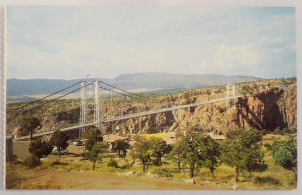 USA - Royal Gorge Suspension Bridge, Colorado CO - Old Chrome Postcard 1950's-1960's - Rocky Mountains
