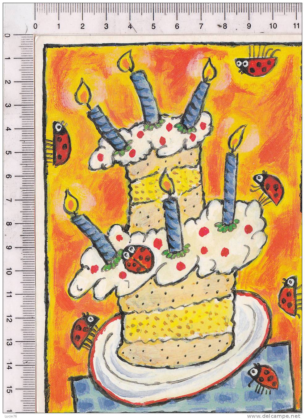 Gâteau Anniversaire  -  COCCINELLES  -  Algemene Kaarten -  Han Janken  -   Ilustration N°  7010 - Insetti