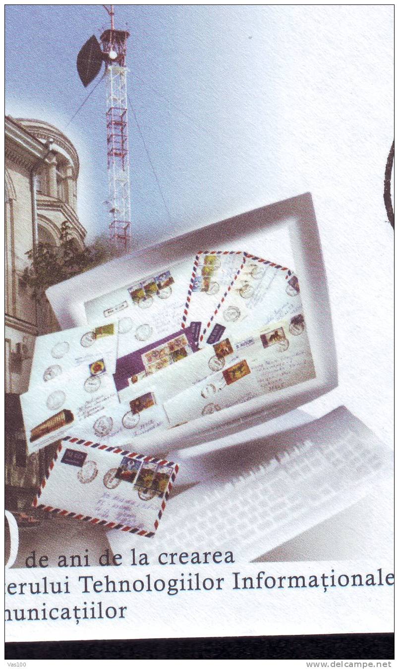 Informatique IT Telecommunication Computers Cover Obliteration 2010, FDC Sent To Mail, STE Moldova. - Computers