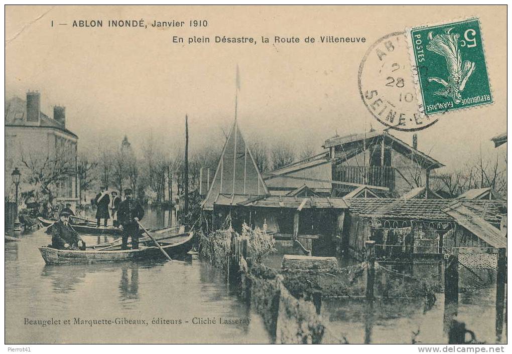 ABLON SUR SEINE - Inondation De 1910, La Route De Villeneuve - Ablon Sur Seine