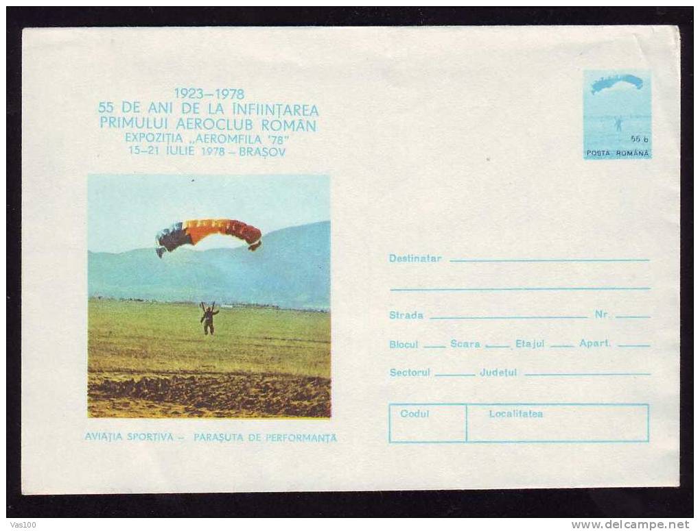 Romania1978 Cover Entiere Postaux Stationery With Parachutisme. - Paracadutismo