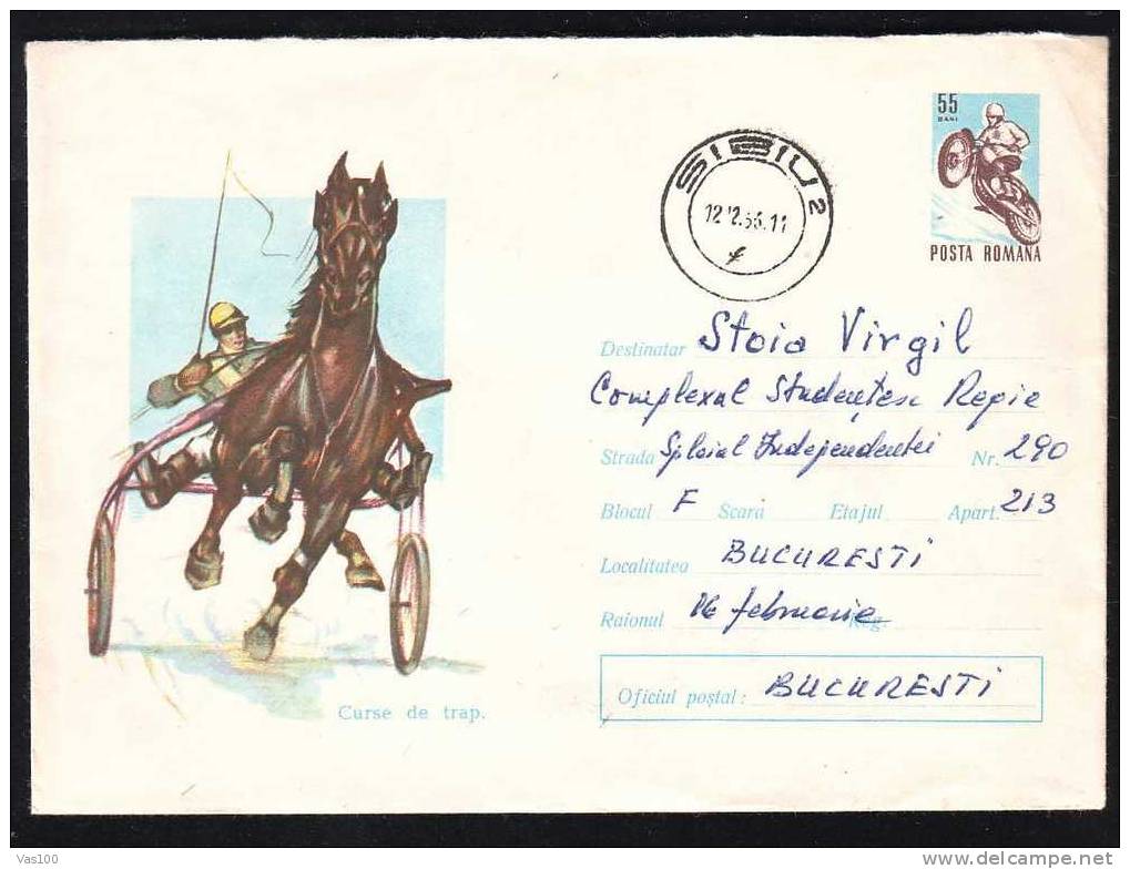 Romania 1966  ENTIER POSTAUX,STATIONERY COVER WITH  Motor-cyclist Imprinted Postage! - Motorbikes