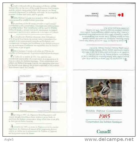CANADA 1985-Canard Malars.Oeuvre. Contribution Conservation Des Habitats Fauniques. Artiste Robert Bareman. Lithographi - Canards