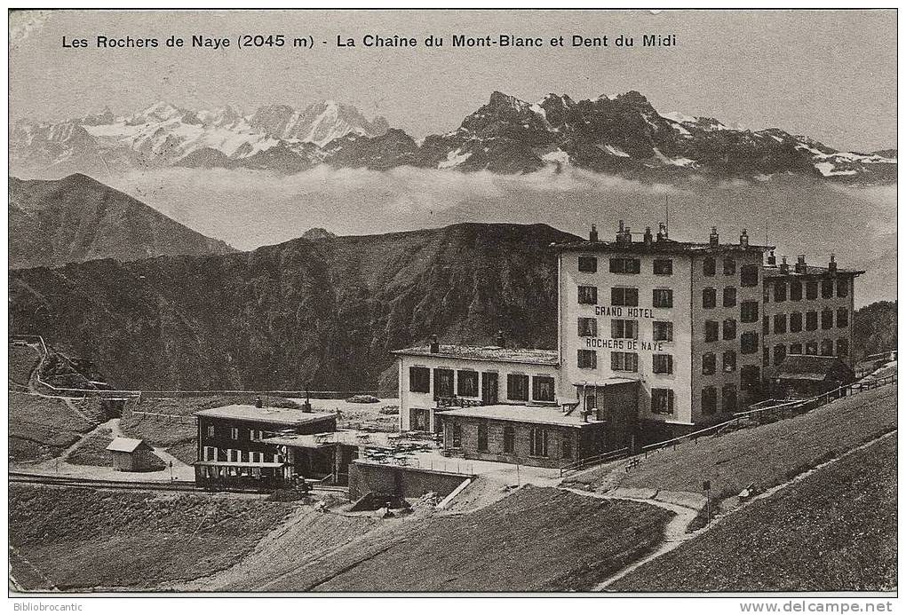 SUISSE - LES ROCHERS DE L A NAYE - LA CHAINE DU MONT BLANC ET DENT DU MIDI + GRAND HOTEL DES ROCHERS DE LA NAYE - Roche