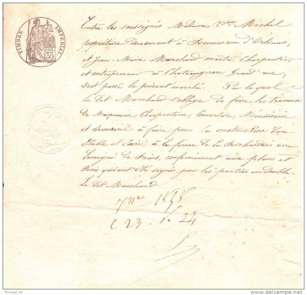 LOUVIGNE DE BAIS ET CHATEAUGIRON  ( ACCORD DE TRAVAUX )  1838 - Manuscrits