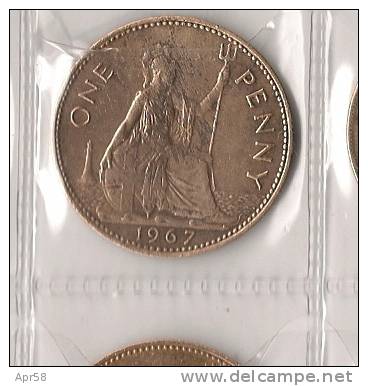 1967one-penny  In Bronzo, Coniato Dal 1954-70 Una Delle Prime Monete A Raffigurare Il Volto Di Una Giovanissima Regina - 1 Sovereign