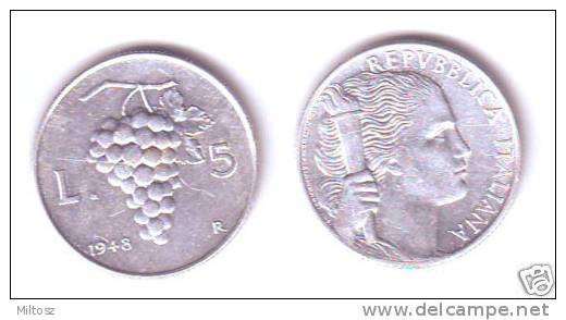 Italy 5 Lire 1948 - 5 Liras