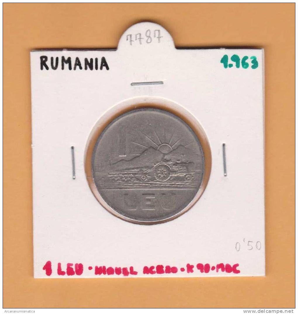 RUMANIA  1  LEU  1.963  Niquel-Acero   KM#90     MBC/VF      DL-7787 - Rumania