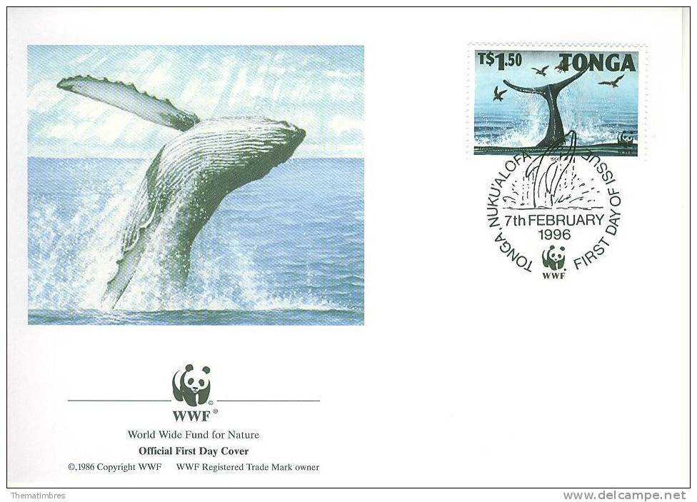 W0548 Baleine à Bosse Megaptera Novaeangliae Tonga 1996 FDC WWF - Baleines