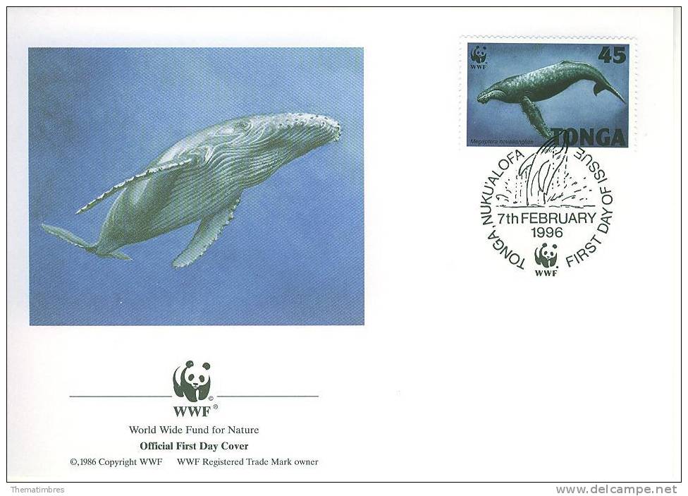 W0549 Baleine à Bosse Megaptera Novaeangliae Tonga 1996 FDC WWF - Baleines