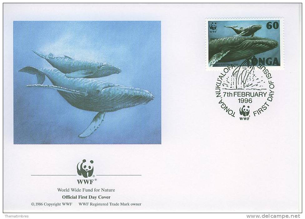 W0550 Baleine à Bosse Megaptera Novaeangliae Tonga 1996 FDC WWF - Baleines