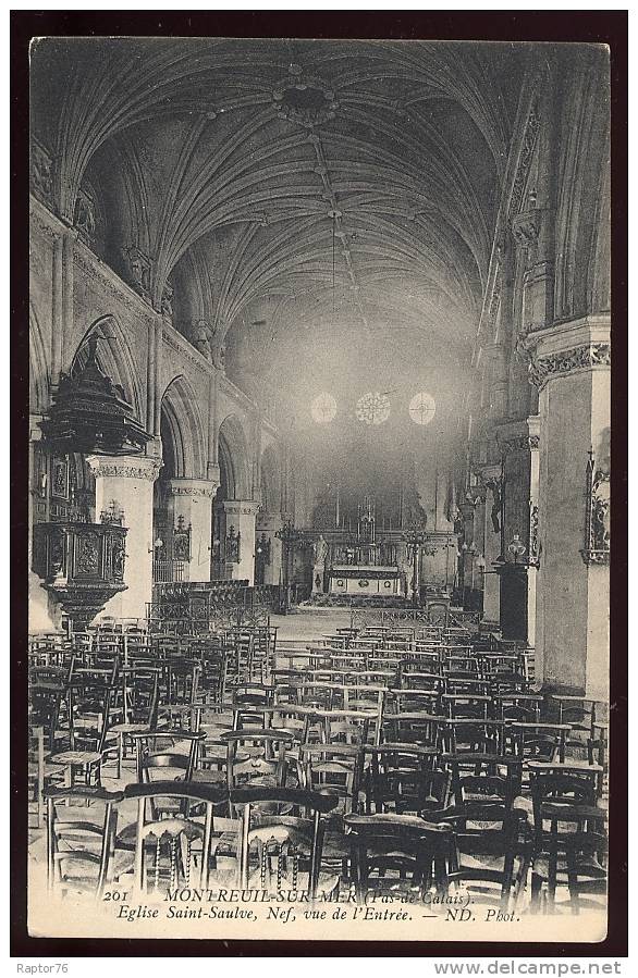 CPA  MONTREUIL SUR MER  Eglise Saint Saulve Nef Vue De L´Entrée - Montreuil