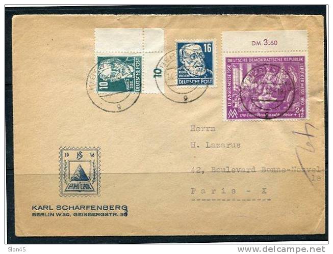 Germany 1950 Cover Sent To Paris. Used - Storia Postale